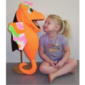 Blacklight Orange Seahorse Puppet