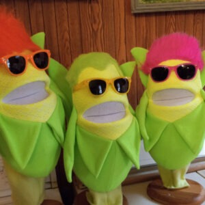 Blacklight Harvest Corn Puppet Trio