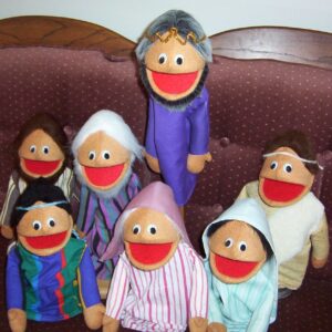 Little Biblical People Puppet set of 7 with Script book