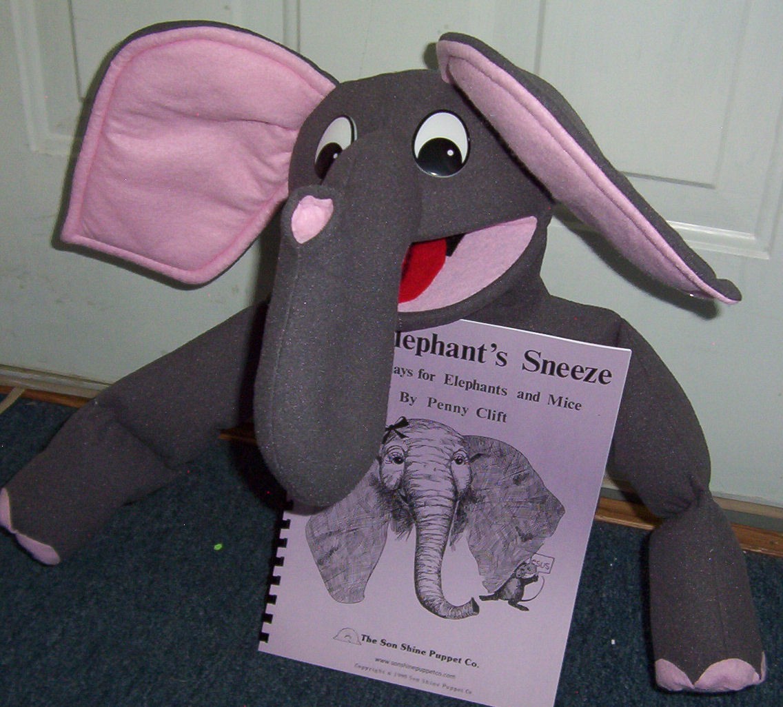 Two Elephant Puppets & Elephants Sneeze script Book